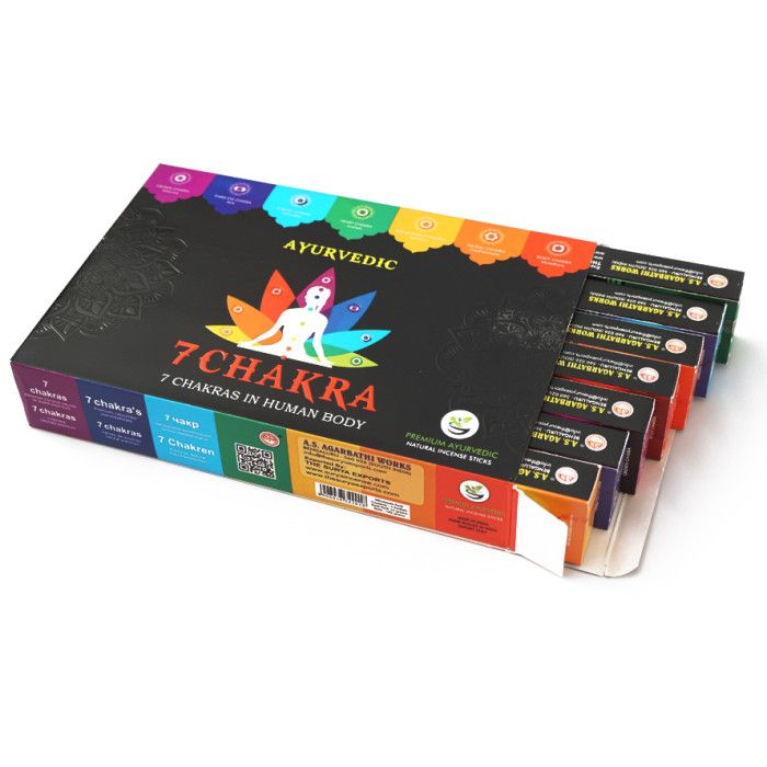Благовония набор 7 Чакр | 7 пачек с подставкой AYURVEDIC 7 CHAKRA