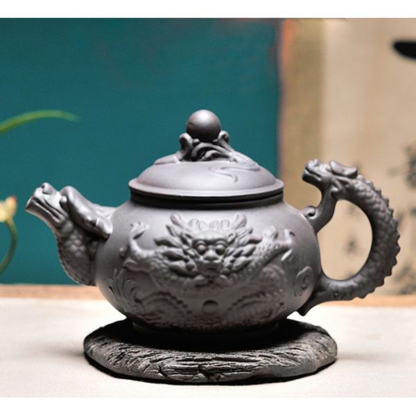 Чайник "Дракон" глиняный чёрный 350 мл.