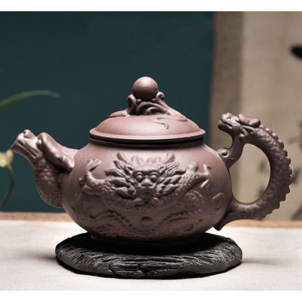 Чайник "Дракон" глиняный коричневый 350 мл.