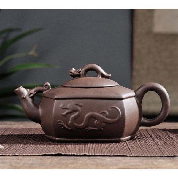 Чайник "Речной Дракон" глиняный коричневый 350 мл.