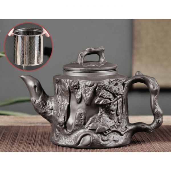 Чайник с ситечком "Сосновый пень" чёрный 650 мл.