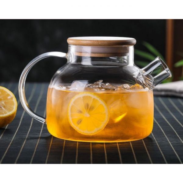 Чайник Термостійке скло з бамбуковою кришкою 1000 мл.