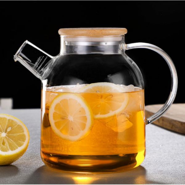 Чайник Термостійке скло з бамбуковою кришкою 1600 мл.