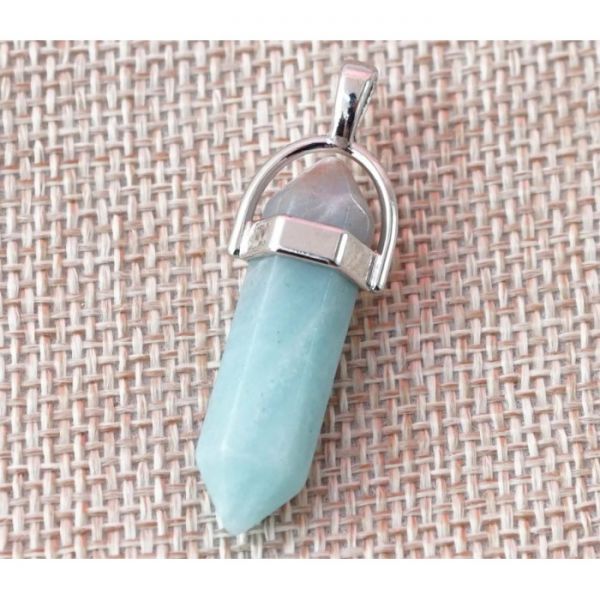 Кулон каменный шестигранный с пояском Амазонит