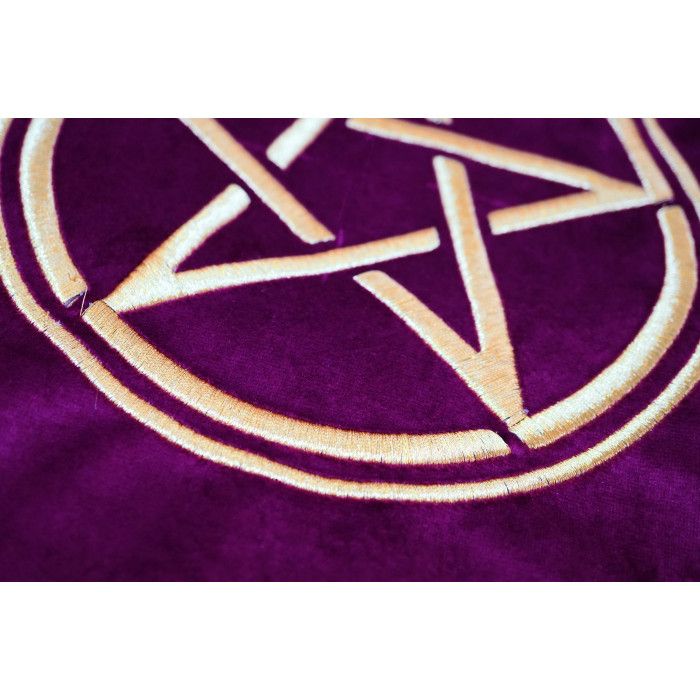 Скатертина для ворожіння оксамит Пентакль бордова вишивка