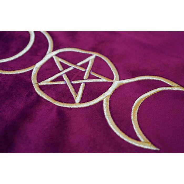 Скатертина для ворожіння оксамит Вікка бордо вишивка