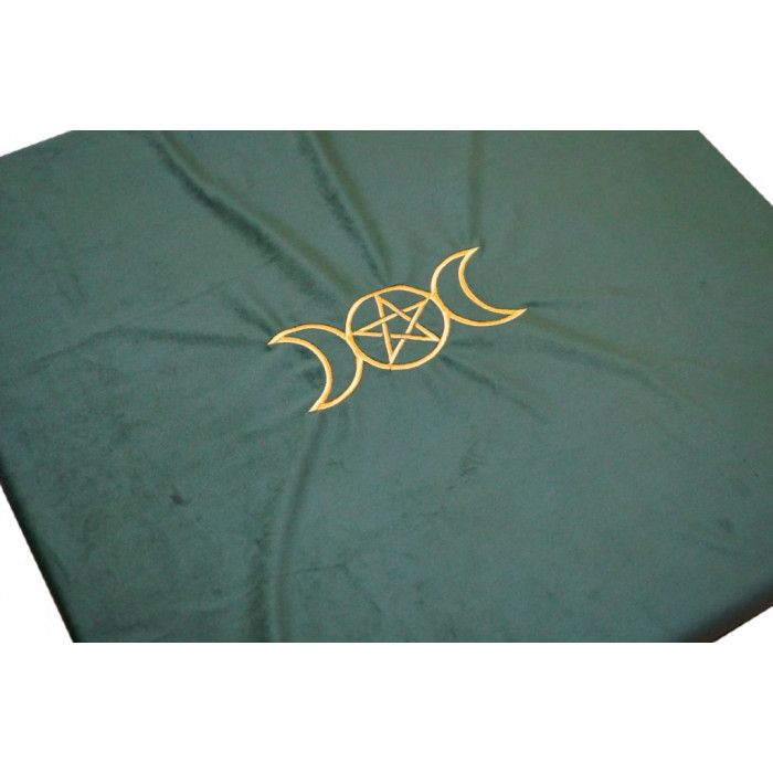 Скатертина для ворожіння оксамит Вікка зелена вишивка