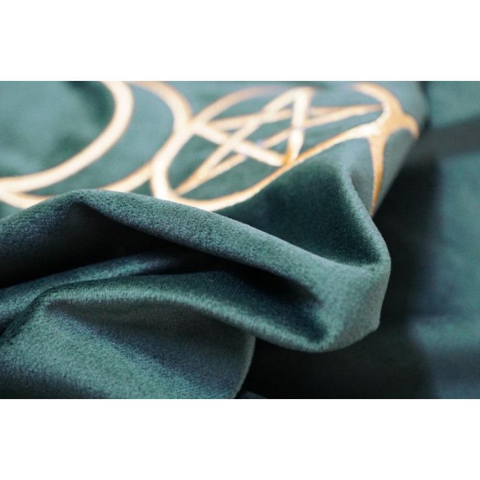 Скатертина для ворожіння оксамит Вікка зелена вишивка