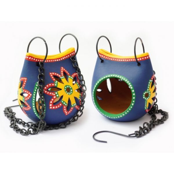 Світильник під свічку підвісний теракотовий синій KB-14D