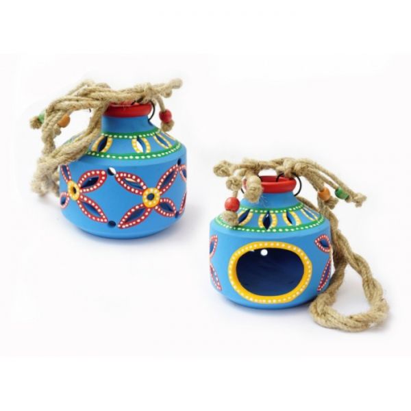 Світильник під свічку підвісний теракотовий синій KB-37A