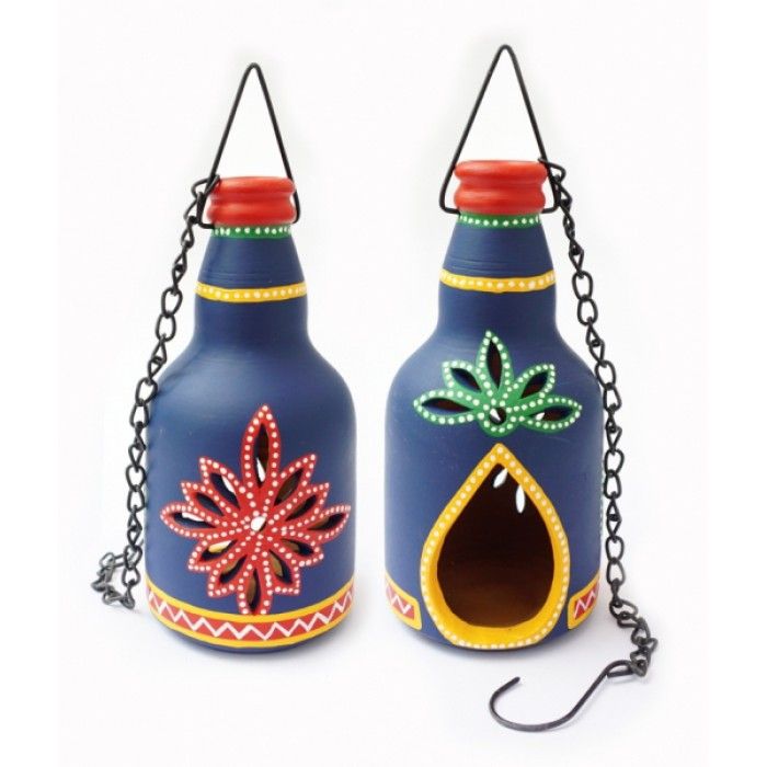 Світильник під свічку підвісний теракотовий синій KB-6D