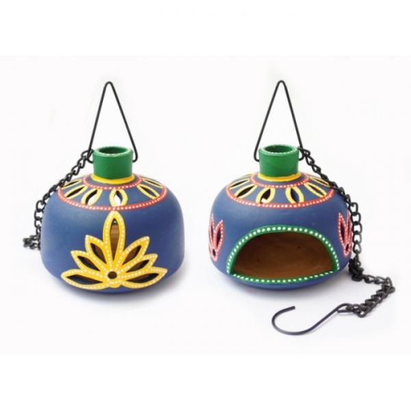 Світильник під свічку підвісний теракотовий синій KB-9D