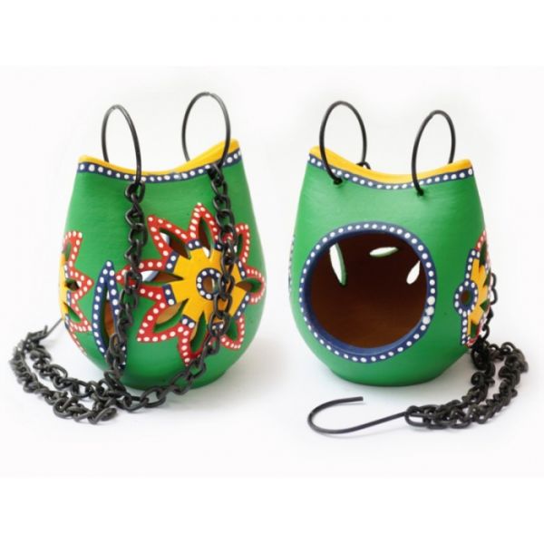 Світильник під свічку підвісний теракотовий зелений KB-14C