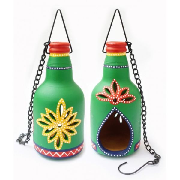 Світильник під свічку підвісний теракотовий зелений KB-6A