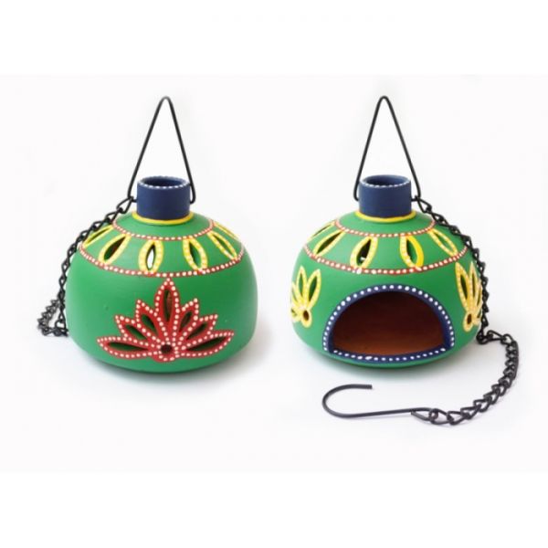 Світильник під свічку підвісний теракотовий зелений KB-9B