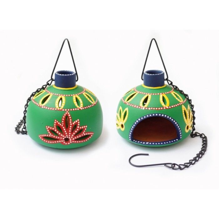 Світильник під свічку підвісний теракотовий зелений KB-9B