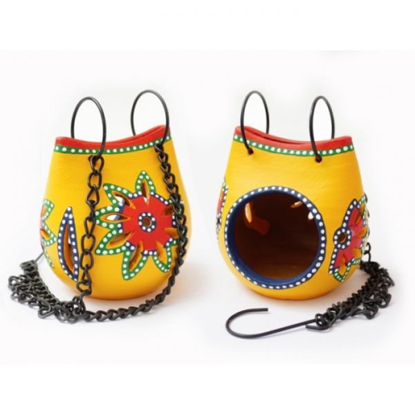 Світильник під свічку підвісний теракотовий жовтий KB-14B