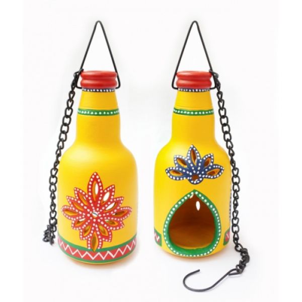 Світильник під свічку підвісний теракотовий жовтий KB-6B