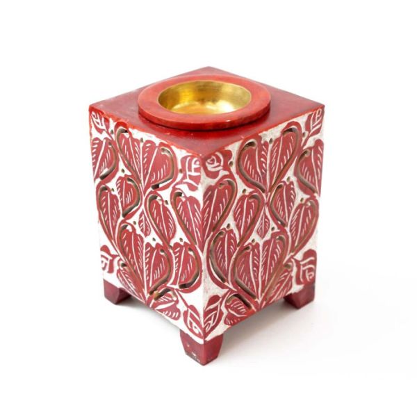 Аромалампа кам'яна квадратна з малюнком червона NO.-249