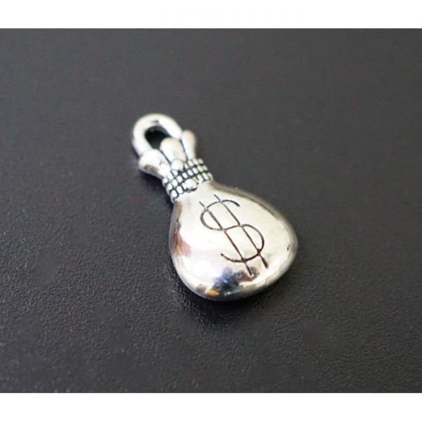 Амулет в кошелёк белый металл "Мешок богатства" 10 штук