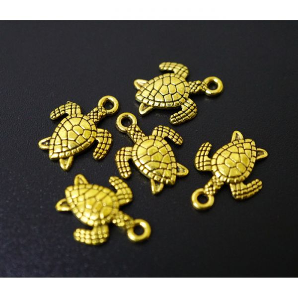 Амулет в кошелёк Водяная Черепаха под золото 10 штук