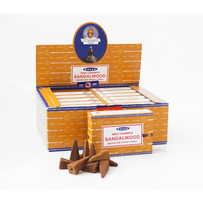 Аромаконуси Рідкий дим Сандалове дерево Сатья SATYA BACK FLOW CONES SANDALWOOD