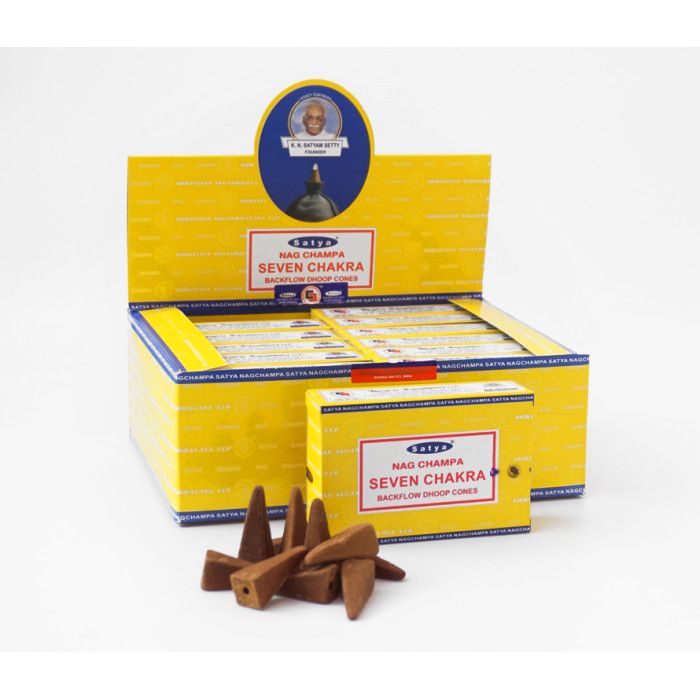 Аромаконусы Жидкий дым Семь Чакр Сатья SATYA BACK FLOW CONES SEVEN CHAKRA