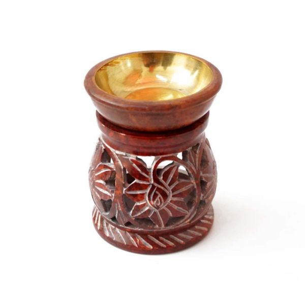 Аромалампа кам'яна кругла з малюнком червона NO.-264