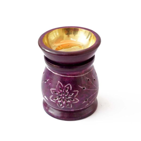 Аромалампа кам'яна кругла з малюнком бузкова NO.-270