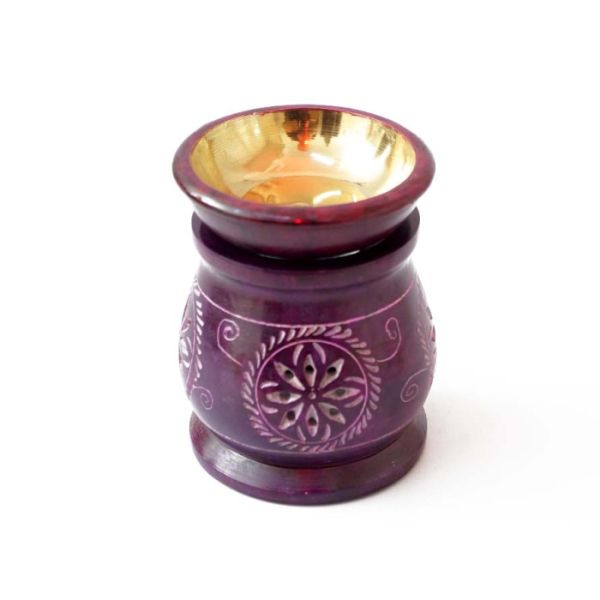 Аромалампа кам'яна кругла з малюнком бузкова NO.-265