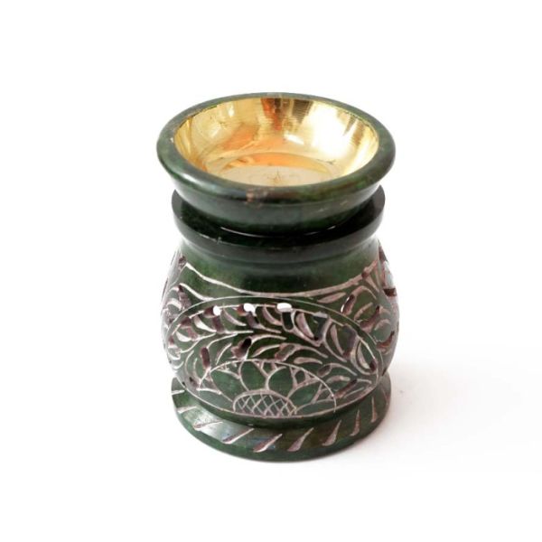 Аромалампа кам'яна кругла з малюнком зелена NO.-263