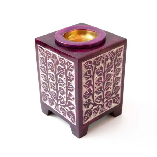 Аромалампа кам'яна квадратна з малюнком бузкова NO.-248 