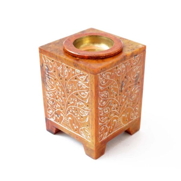 Аромалампа кам'яна квадратна з малюнком жовта NO.-251