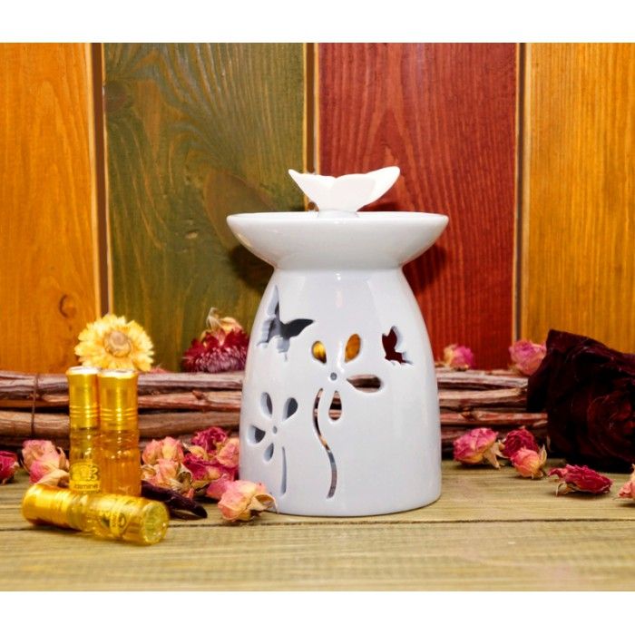 Аромалампа керамічна "Метелик у квітах" Блакитна №2