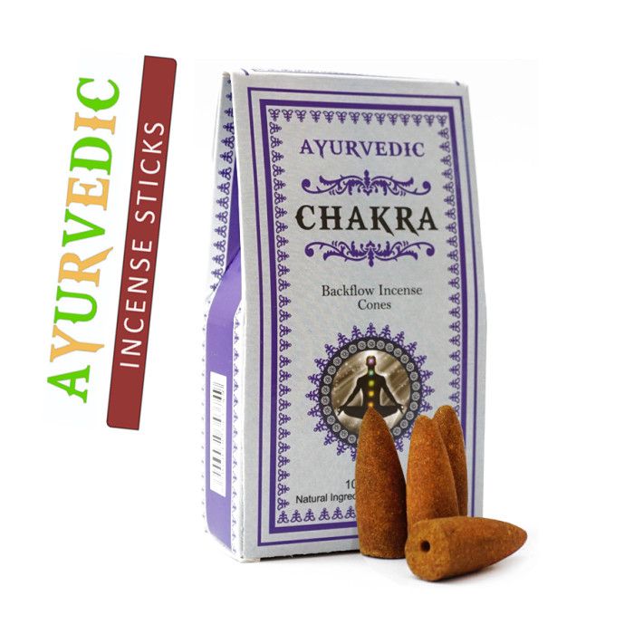 Ароматические конусы Жидкий дым Чакра Аюрведик Ayurvedic BACK FLOW 10 шт.