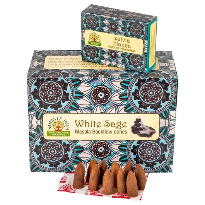 Ароматичні конуси Рідкий дим Біла Шавлія NAMASTE INDIA WHITE SAGE