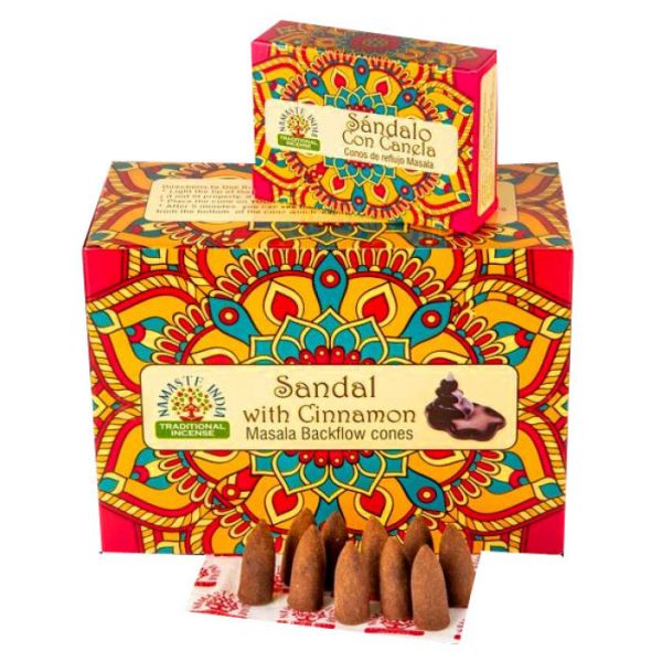 Ароматичні конуси Рідкий дим Сандал Кориця NAMASTE INDIA SANDAL CINNAMON