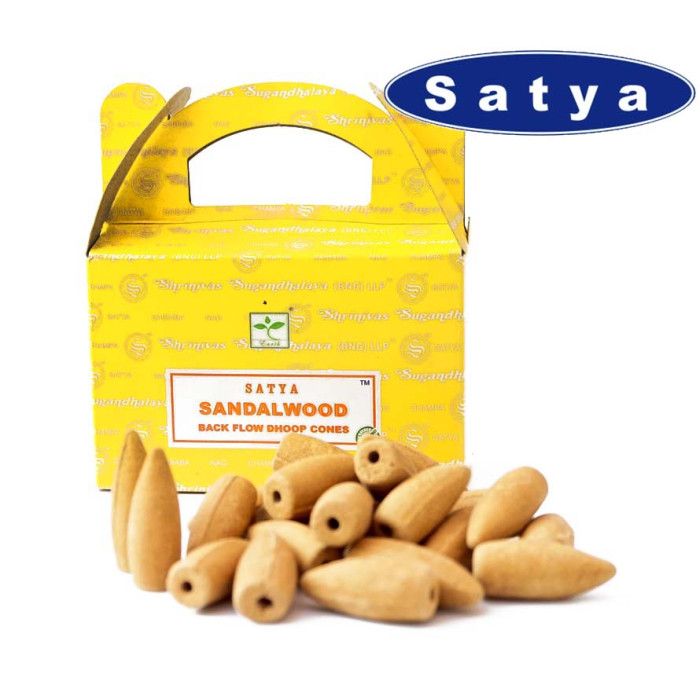 Ароматические конусы Жидкий дым Сандаловое дерево Сатья Satya Back Flow cones SANDALWOOD 24 шт.