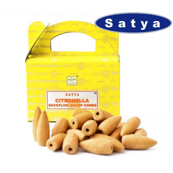 Ароматические конусы Жидкий дым Цитронелла Сатья Satya Back Flow cones CITRONELLA 24 шт.