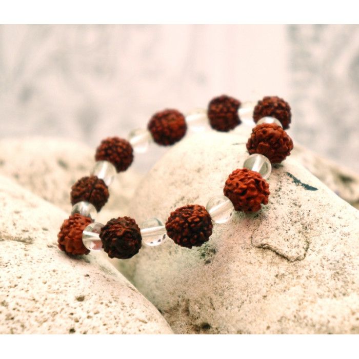 Браслет Рудракша + Скло 10 мм