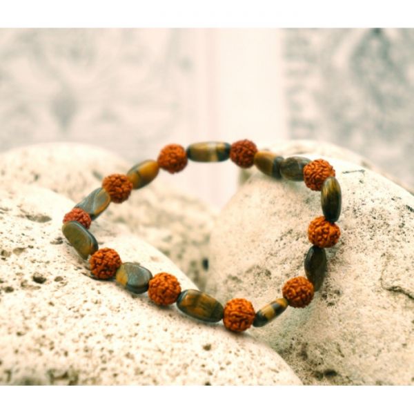 Браслет Рудракша + Тигрове око