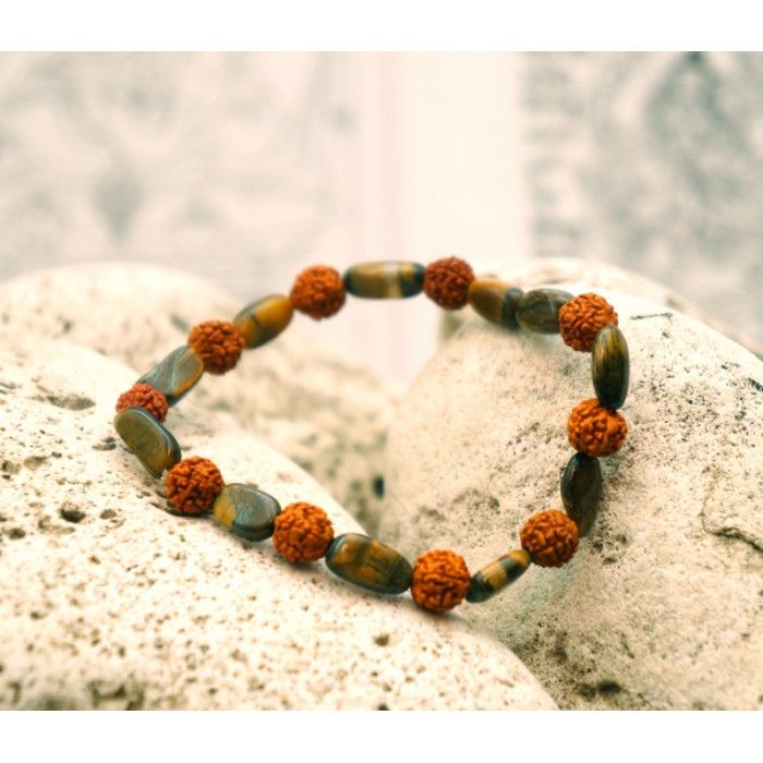Браслет Рудракша + Тигрове око