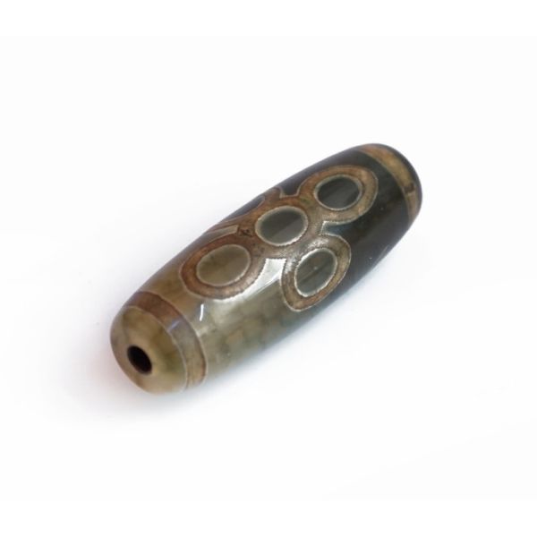 Намистина ДЗІ зелена Блискавка