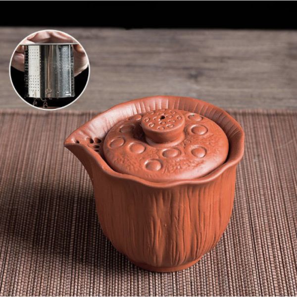 Чахай глиняный с крышкой "Лотос" красный 160 мл.