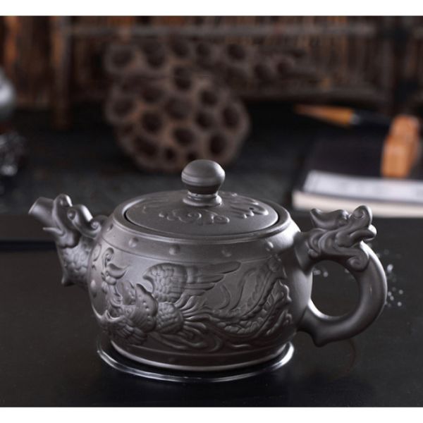 Чайник "Дракон Фенікс" чорний глиняний 300 мл.