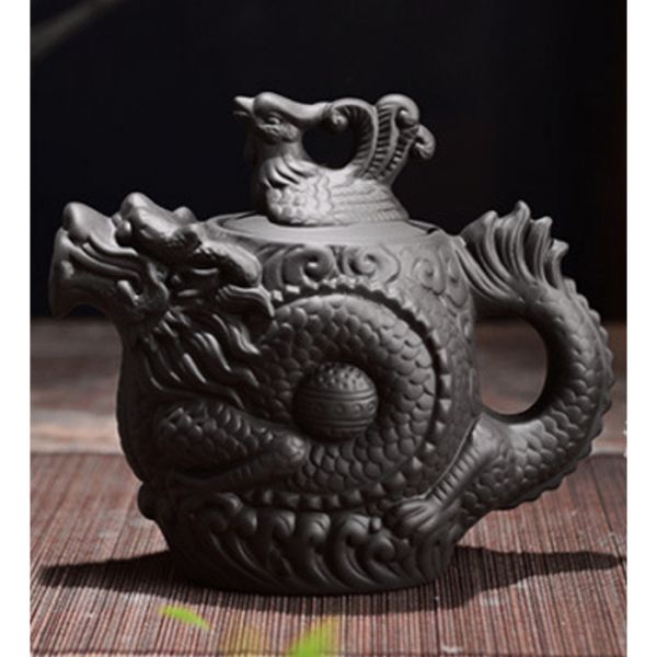 Чайник "Дракон Фенікс" чорний глиняний 500 мл.