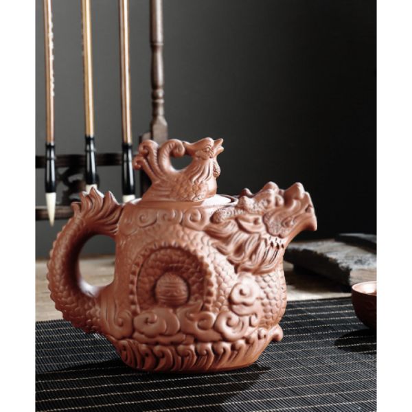 Чайник "Дракон Фенікс" червоний глиняний 500 мл.