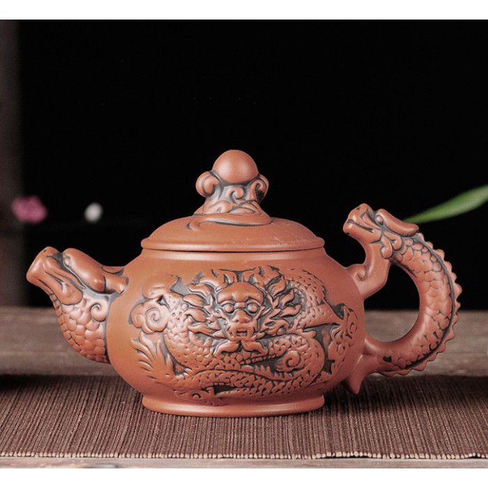 Чайник "Дракон" глиняный Красно-черный 350 мл.