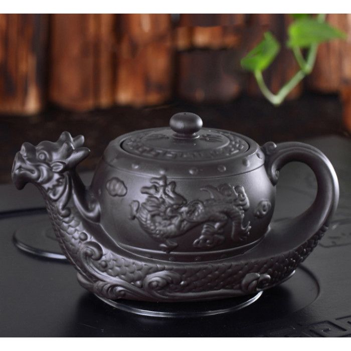 Чайник "Драконів човен" глиняний чорний 400 мл.