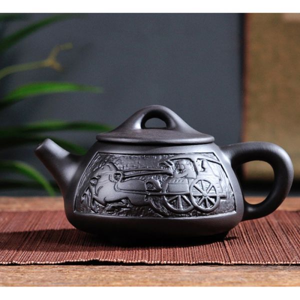 Чайник "Колісниця" глиняний чорний 300 мл.